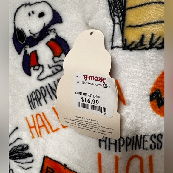 Berkshire Peanuts VelvetLoft Throw with Snoopy and Pumpkin - Picture 3 of 4